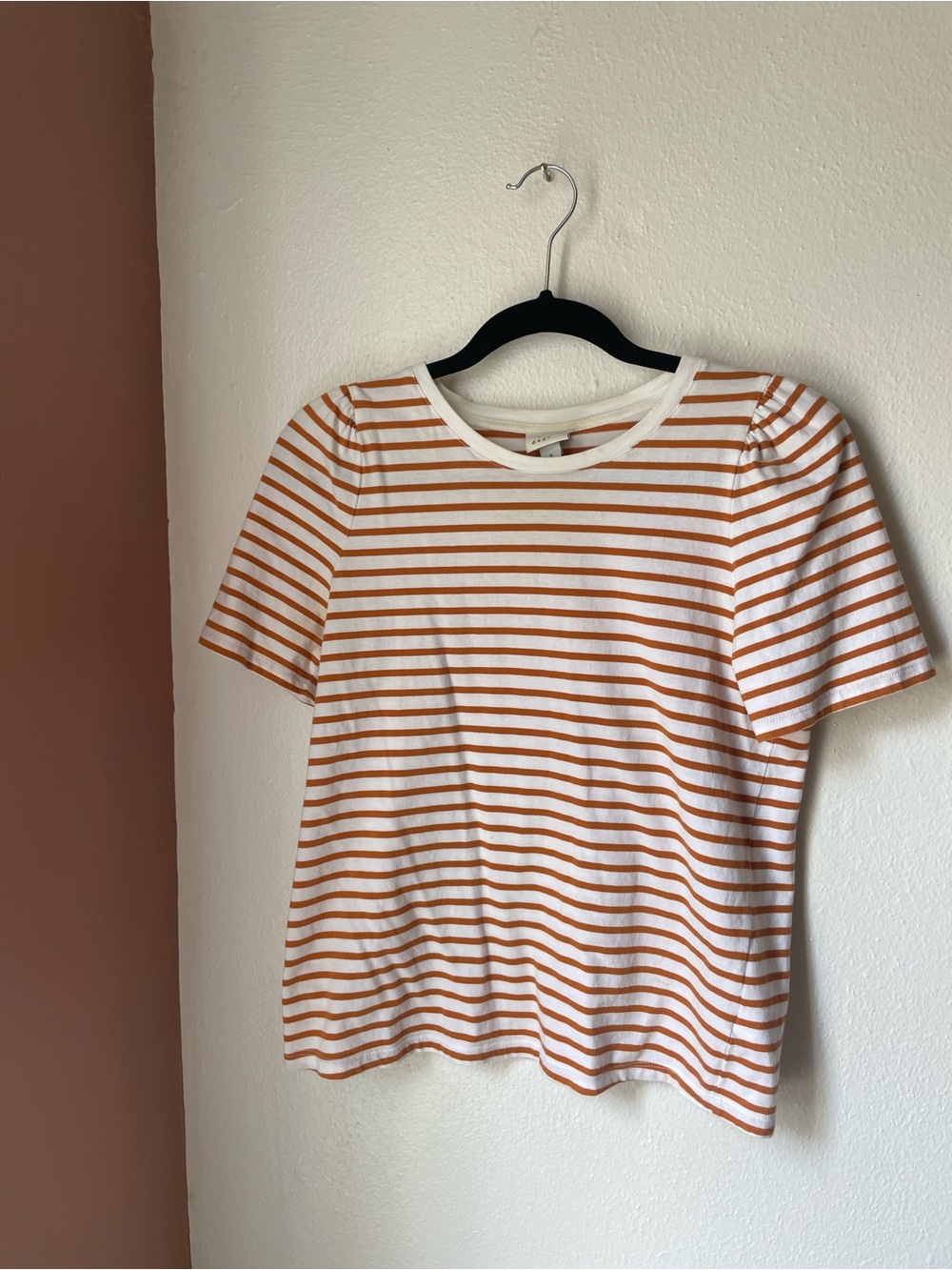 a new day White & Orange Striped Short Sleeve Tee